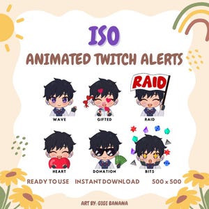 Alertas animadas de Twitch: Iso Valorant, Chibi kawaii, VTuber, Twitch, Discord, YouTube
