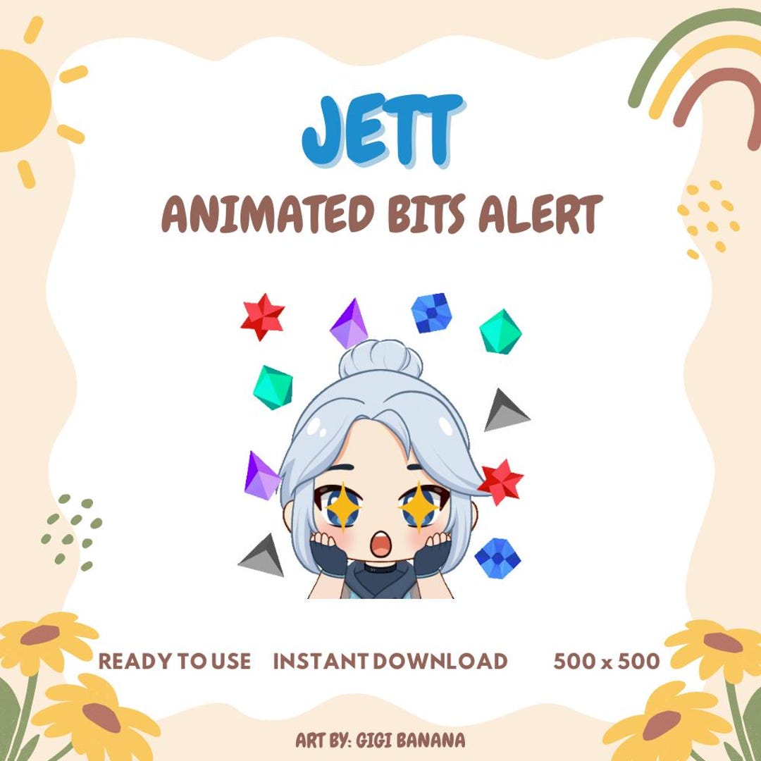 Bits Animated Stream Alert Jett Valorant, Cute Kawaii Chibi, Vtuber ...