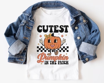 Cutest Pumpkin in the Patch Shirt, Pumpkin Patch Outfit, Fall Kid Shirt, Retro Pumpkin Shirt, Trendy Kids Fall Tee, Baby Pumpkin