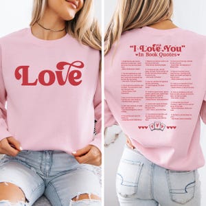 I Love You in Classic Book Quotes Shirt, Book Lover Shirt, Gift for Reader, Different Ways Say I Love You, Love You Shirt, Love Book Quotes