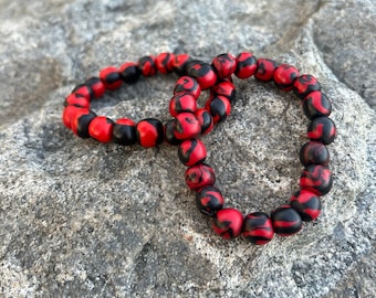 Red & Black Handmade Polymer Clay Bracelet, Clay Unisex Bracelet