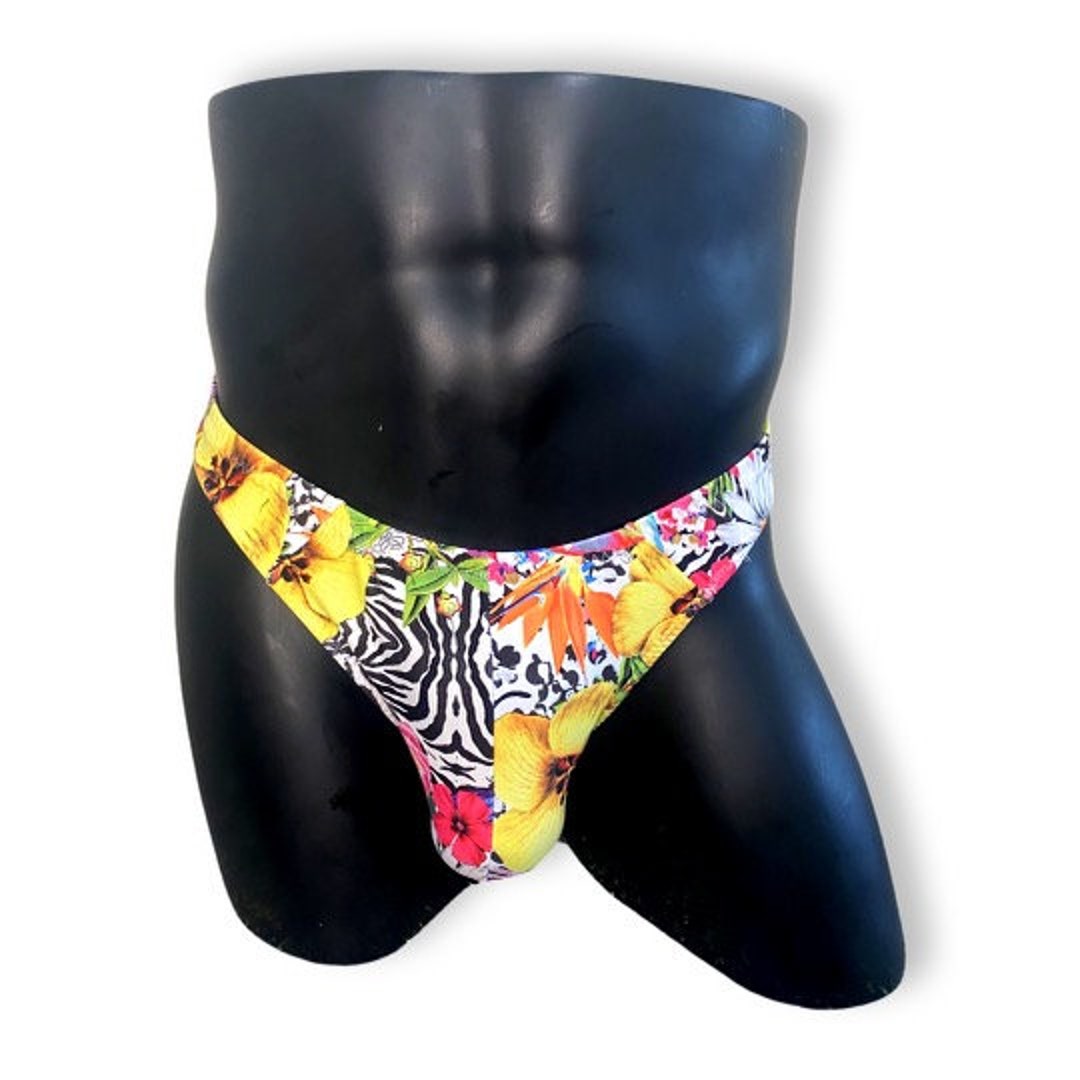 Men's Caribbean Underwear, Briefs, Men's Lingerie, Thong, Floral