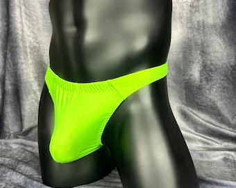 Lime Green Thong for Men, Men’s Neon Green Underwear, Lime Green Briefs, Green lingerie for Men