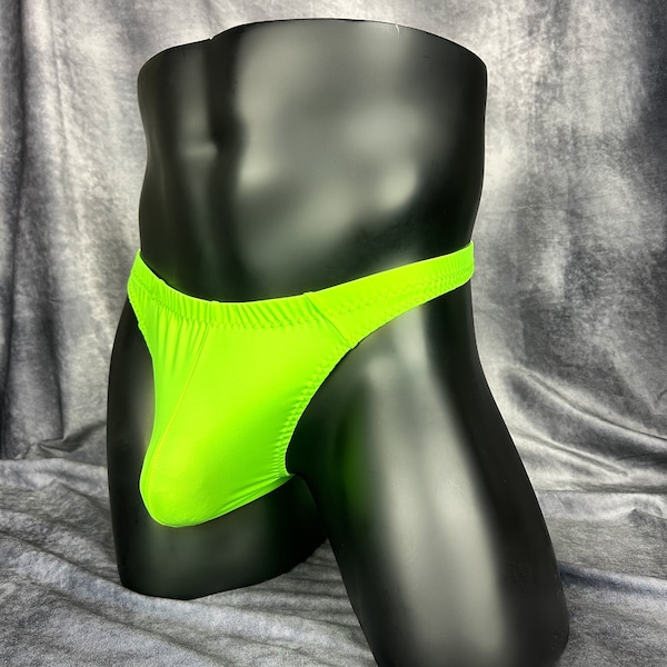 Lime Green Thong for Men, Men’s Neon Green Underwear, Lime Green Briefs, Green lingerie for Men