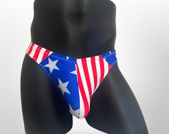 Men’s Red, White & Blue Underwear, Men's 4th of July Bikini, U.S.A Themed Thong, Boxer Briefs,