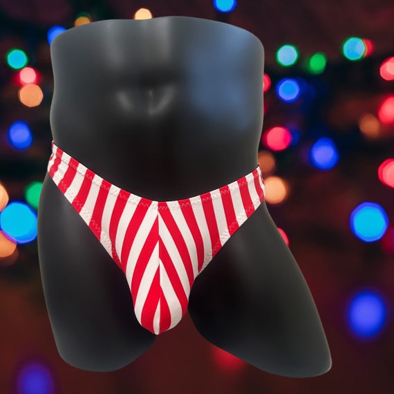 Buy Men's Red and White Striped Thong, Red Striped Briefs, Candy Cane  Themed Underwear Online in India 