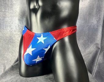 Men’s Red, White & Blue Underwear, Men's 4th of July Bikini, U.S.A Themed Thong, Boxer Briefs,