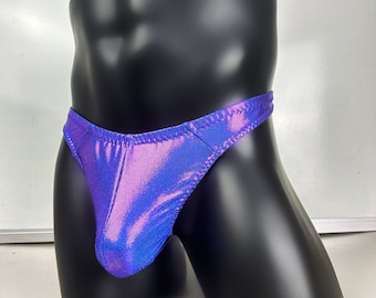 Shiny Purple Thong, Holographic Purle, Purple thong, Holographic men’s underwear, Go-go boy thong