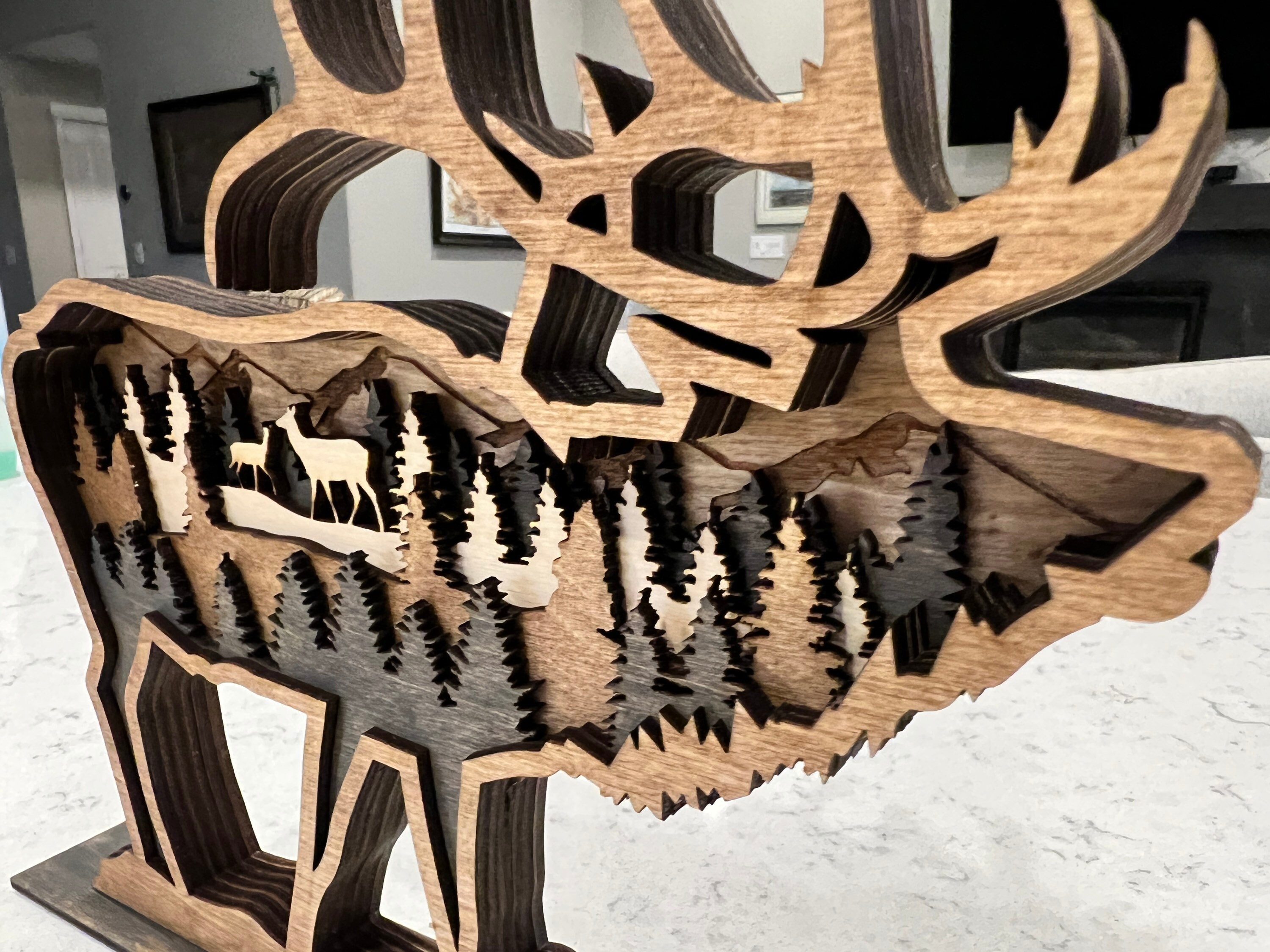 3D Elk Carving Wooden Elk Decor Elk Decor Etsy