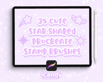 Star Procreate Stamp Brushes, Cute Kawaii Brush Set, Aesthetic Shape Stamps, Sparkle, Starburst, Celestial, Shooting Stars, Commercial Use