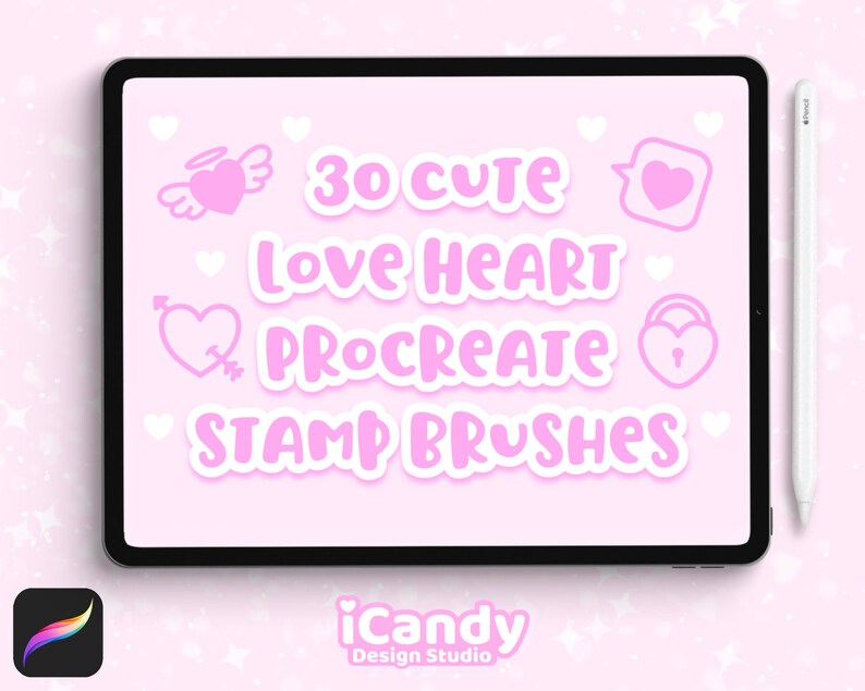 Heart Procreate Stamp Brushes Cute Kawaii Brush Set Etsy