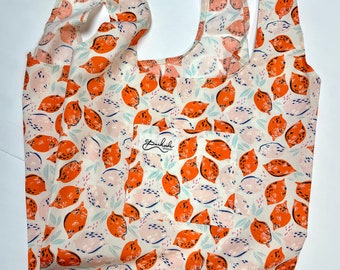 Bolsa de supermercado reutilizable de algodón con estampado de limón