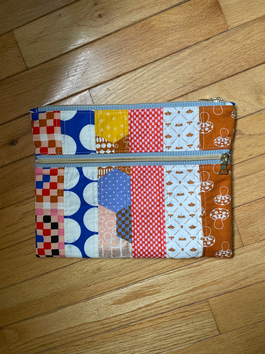 Flat Zipper Pouch, Handmade Zipper Pouch, Tablet Case, Ereader Case