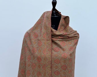 Silken Gents Jamawar Shawl Pandar Dandwot Naqshe Gulbahar 54*108 Handspun Handwoven Handmade