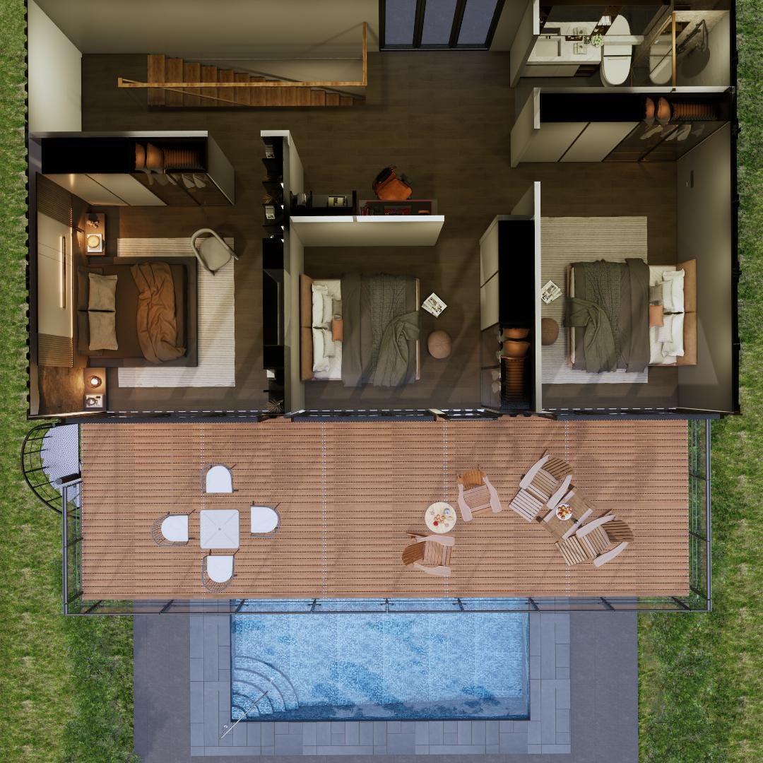 Modern 3-bedroom Container Home Plans | 3 Bed, 2 Bath Architectural ...