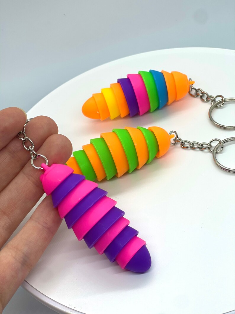 3D Slug Fidget Toy Keychain Cute Caterpillar Etsy