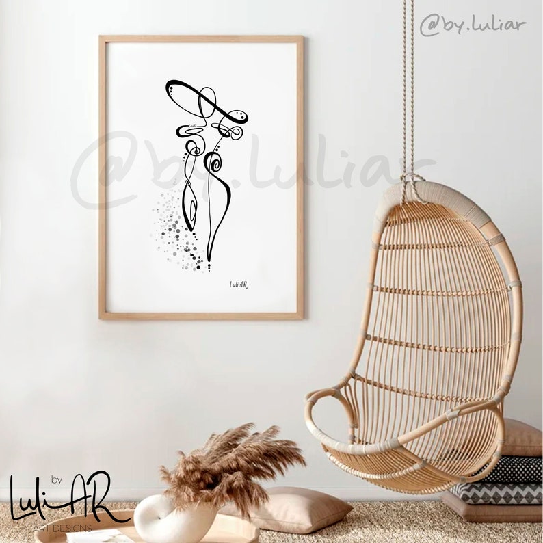 Drawing of woman with hat various sizes・Lady Art designs by LuliAR・Unique design Line Art Print Poster Home decor bedroom studio office Drawing of woman with hat various sizes・Lady Art designs by LuliAR・Unique design Line Art Print Poster Home decor bedroom studio office