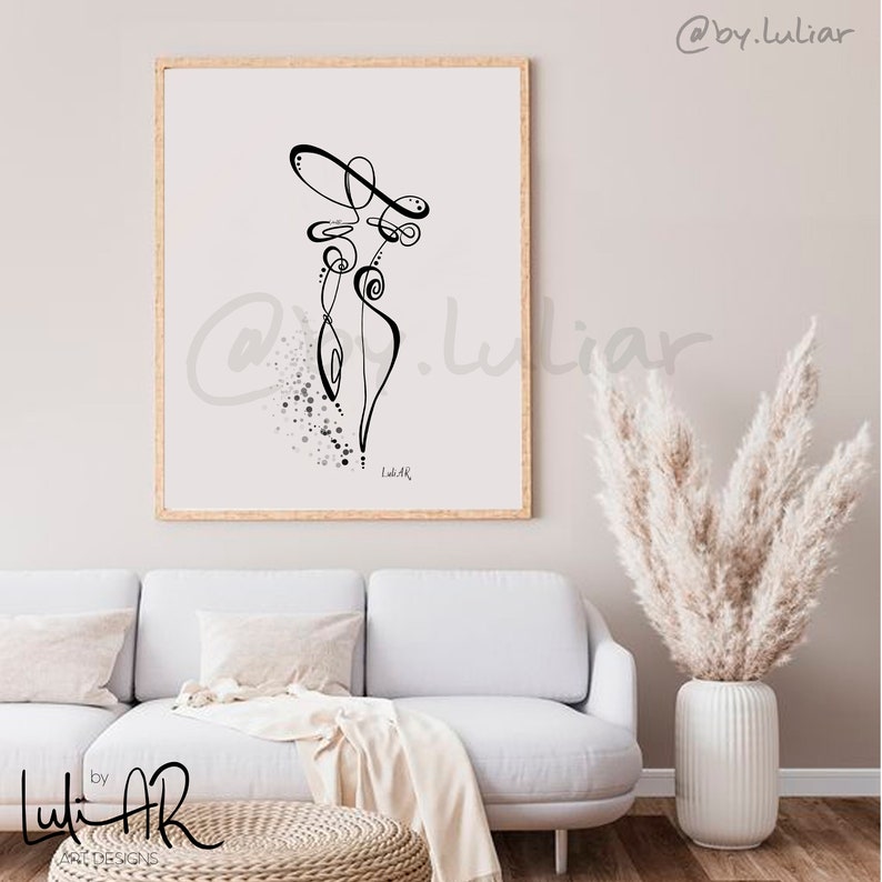 Drawing of woman with hat various sizes・Lady Art designs by LuliAR・Unique design Line Art Print Poster Home decor bedroom studio office Drawing of woman with hat various sizes・Lady Art designs by LuliAR・Unique design Line Art Print Poster Home decor bedroom studio office