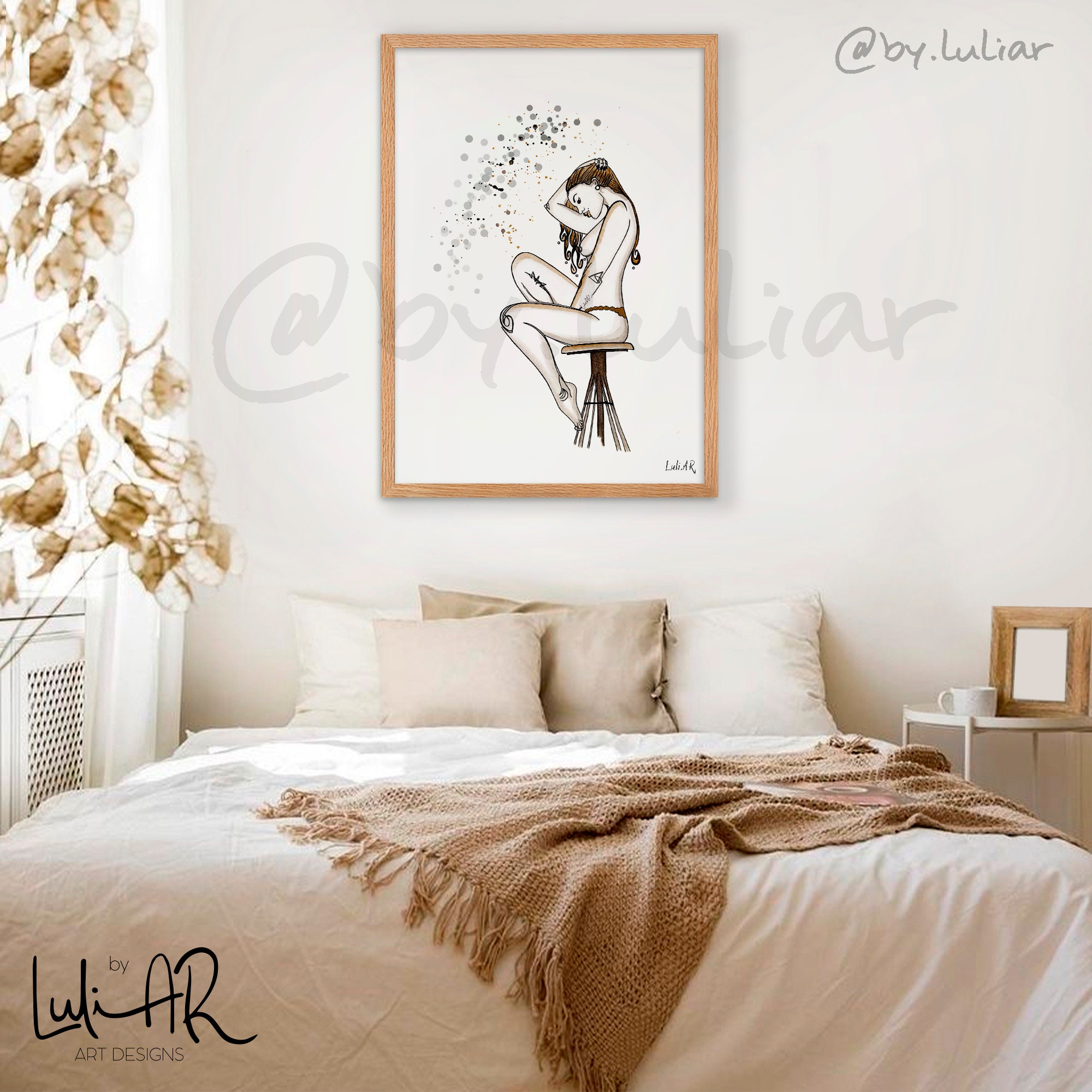 Drawing of woman with hat various sizes・Lady Art designs by LuliAR・Unique design Line Art Print Poster Home decor bedroom studio office Drawing of woman with hat various sizes・Lady Art designs by LuliAR・Unique design Line Art Print Poster Home decor bedroom studio office