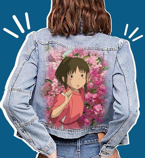 GIACCA DI JEANS Denim, Giacca Personalizzata Con Soggetti Anime