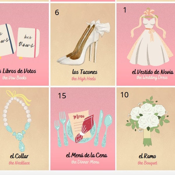40 Tablas -INSTANT DOWNLOAD -Bridal Shower Loteria - Spanish & English - Mexico and U.S. Flags