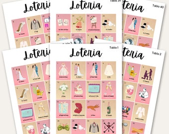 40 Tablas - CUSTOM Bridal Shower Loteria - Free Flag Personalization - Spanish & English