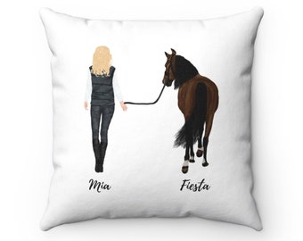 Oreiller de cheval personnalisé pour femme - Parfait comme cadeau pour les amoureuses des chevaux