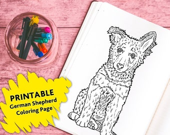 PRINTABLE German Shepherd Coloring Page Activity for Kids - PDF Download