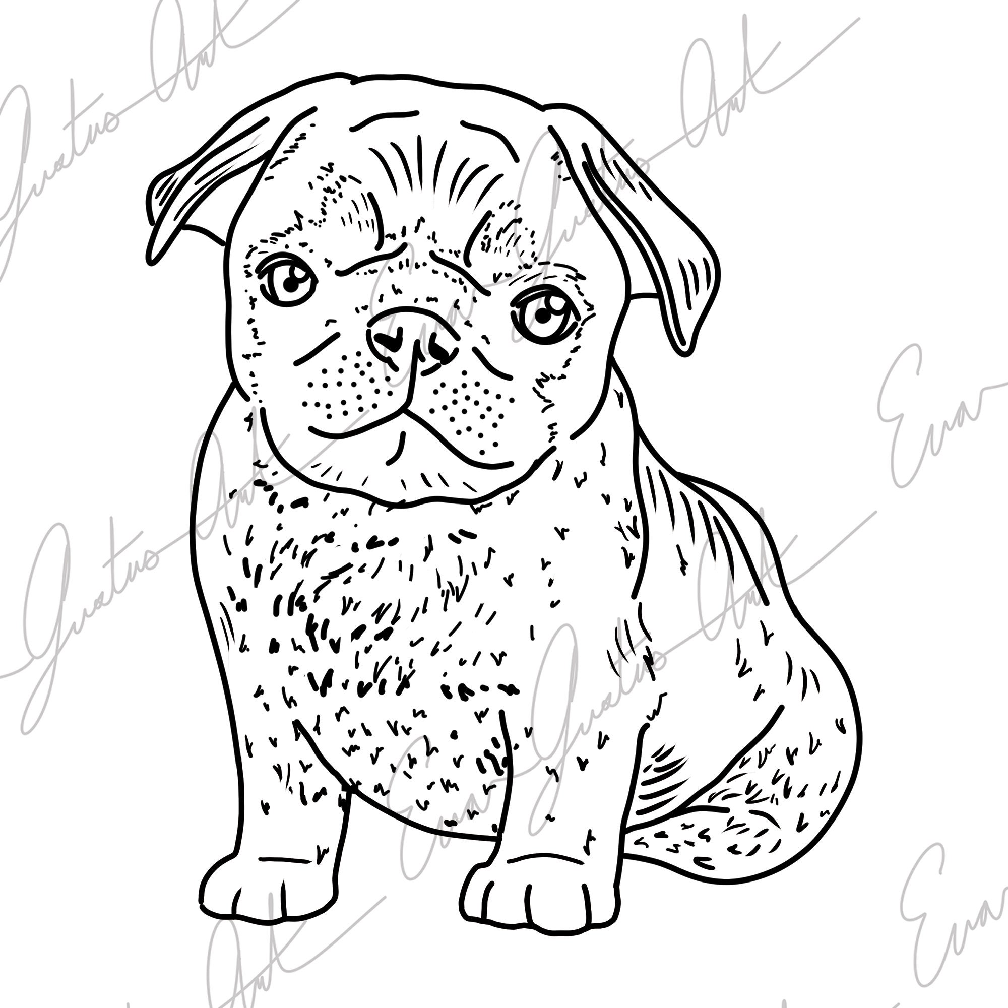 Pug Puppy Printable Coloring Activity for Children - PDF File Download - Etsy
