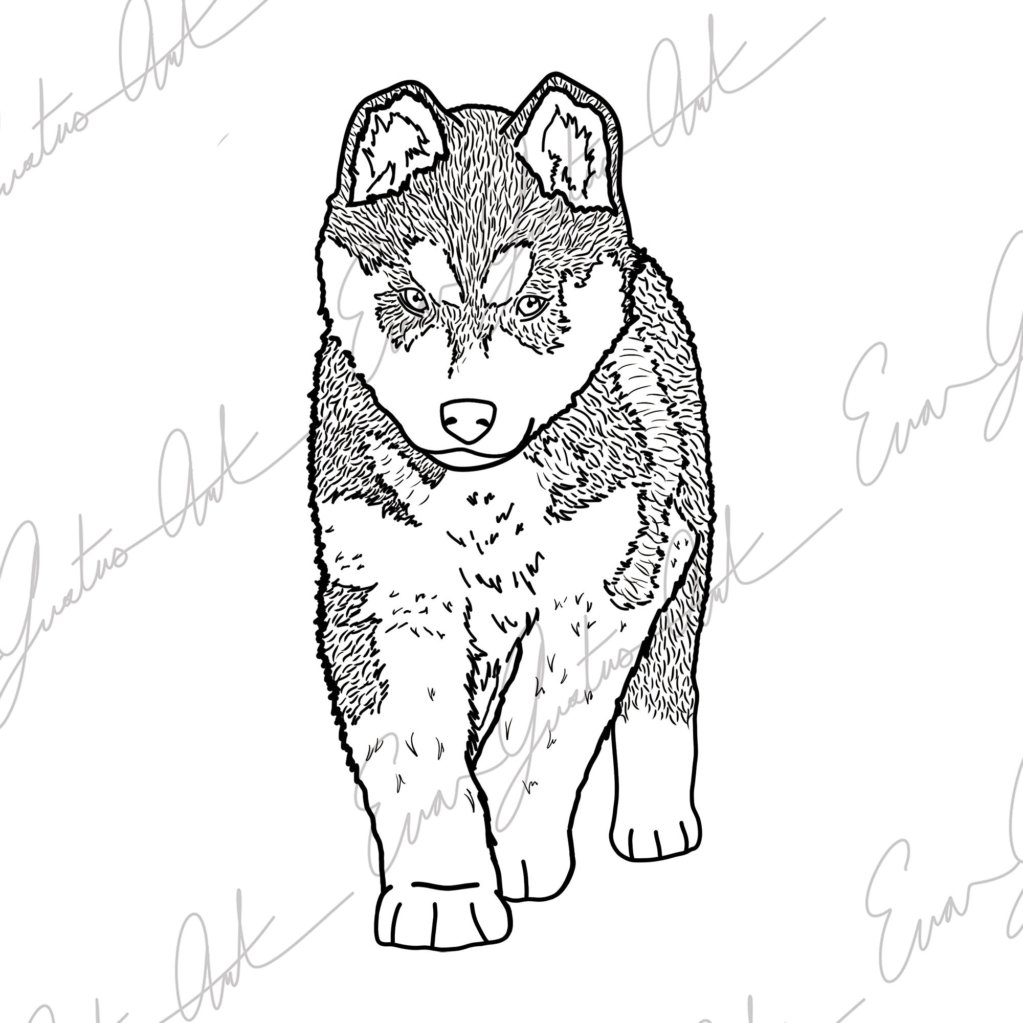 Siberian Husky Printable Coloring Page for Children - PDF Download - Etsy