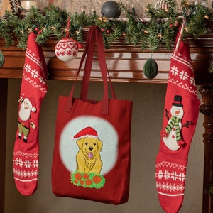 12" x 12" Golden Retriever PNG Download | Christmas Digital Image | Cartoon Dog Graphic Image File | Cute Holiday Puppy Picture