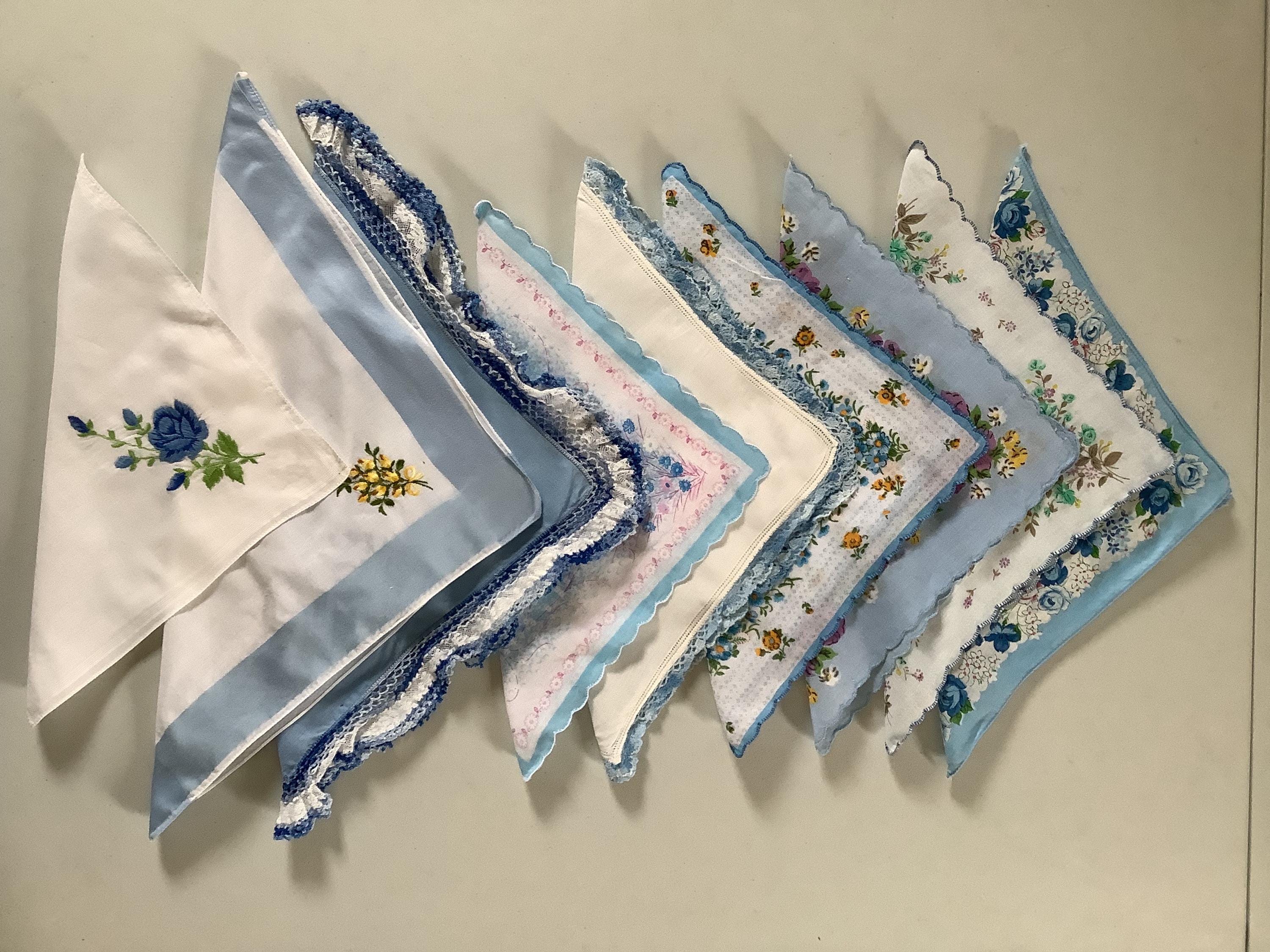 Vintage Floral‎ Corner Scalloped Edge Hanky Handkerchief Bundle Set Of 12 - 12\