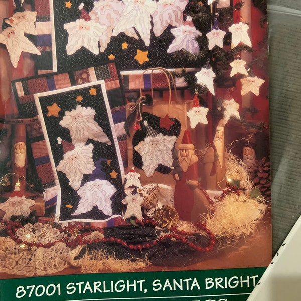 Vintage Santa Fiber Mosaic Sewing Pattern - Starlight Santa Bright Design - Charming Christmas Decor - Memorable Holiday Gift