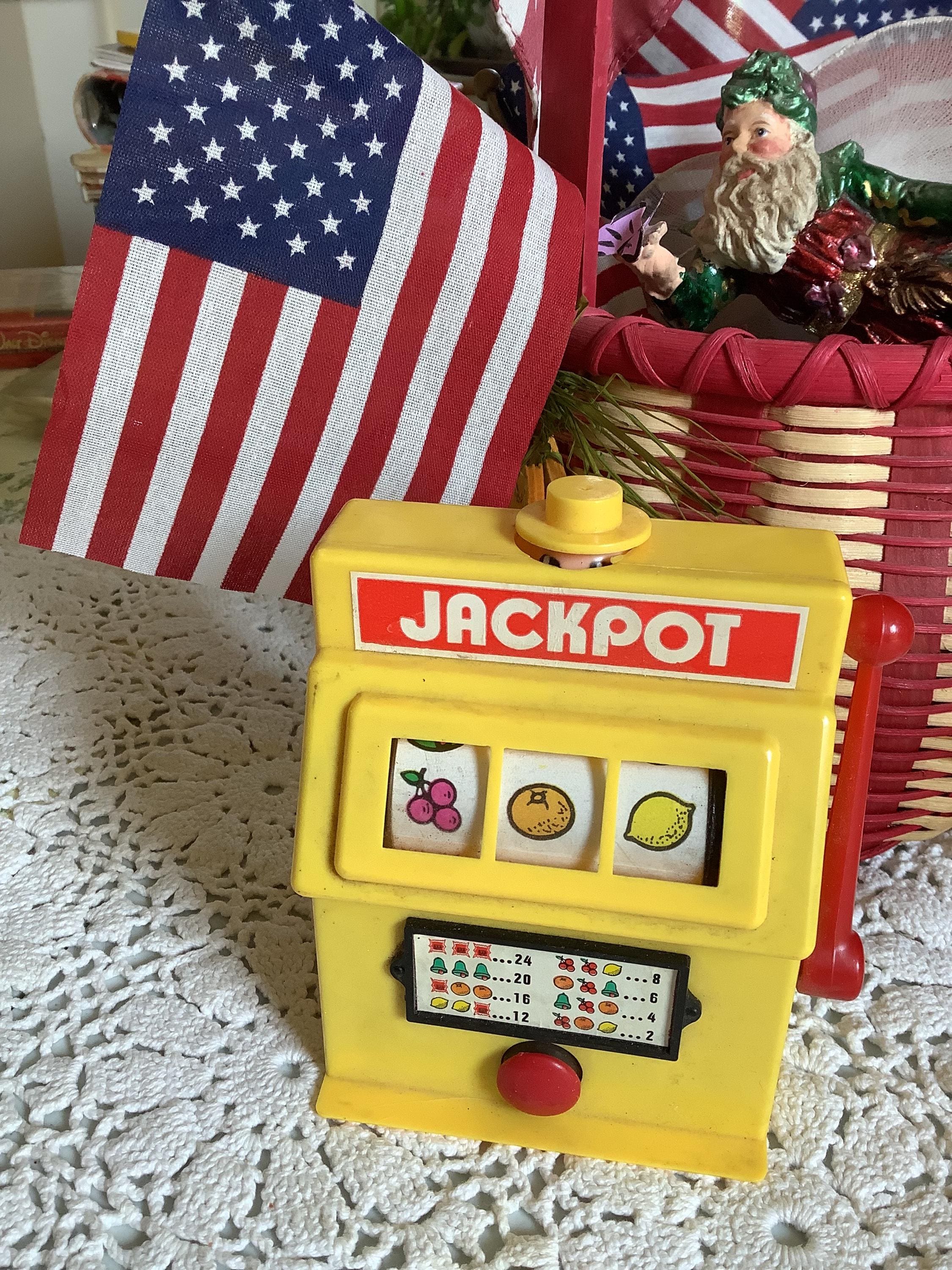 Vintage Jackpot Water Squirting Slot Machine Toy Working Retro