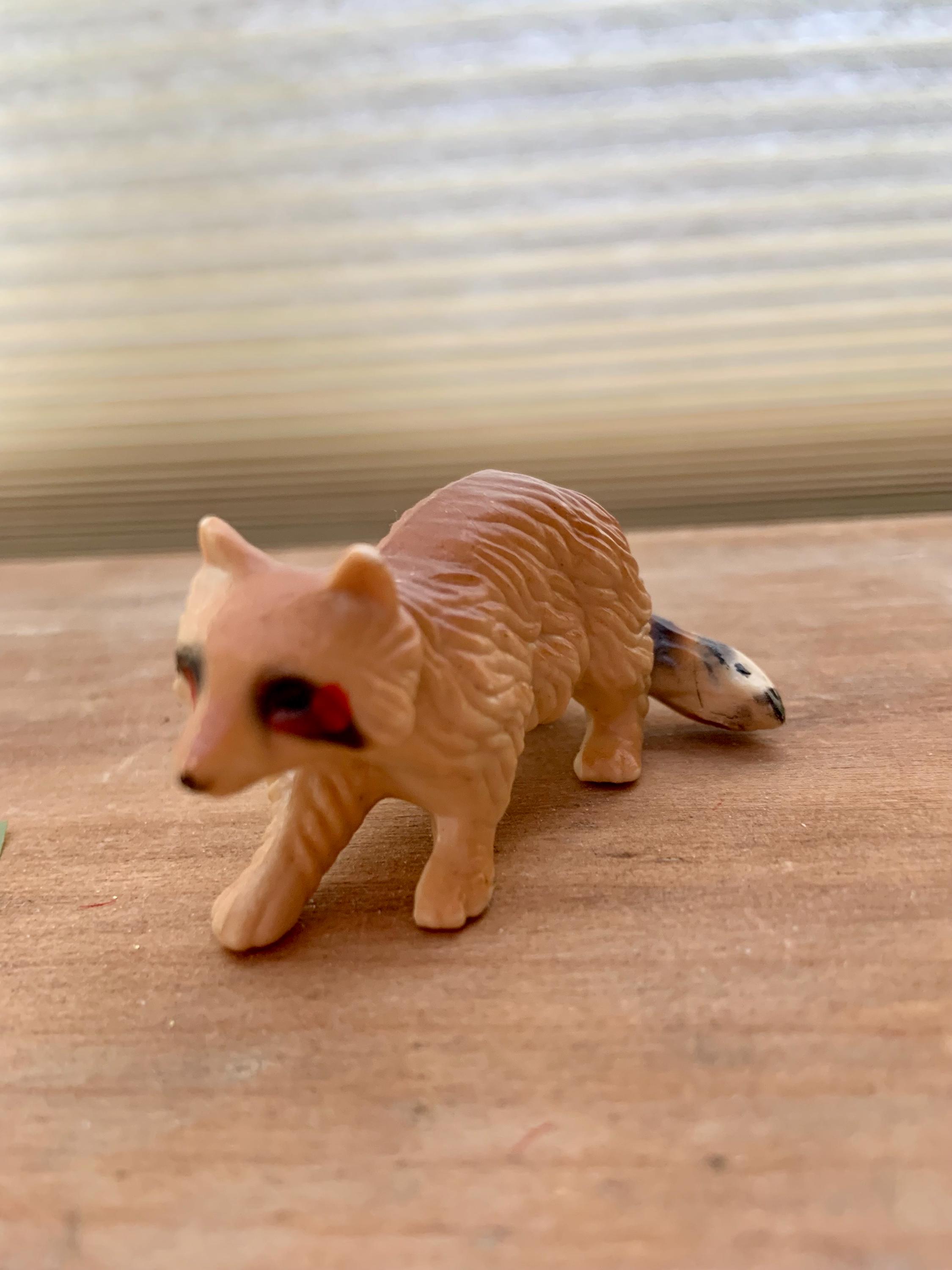 Vintage Miniature Raccoon Figurine Hard Plastic Woodland Animal Toy ...