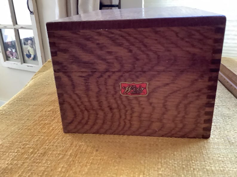 Vintage Weis Wooden Index Card File Box, Dovetail Wood Box, Monroe ...