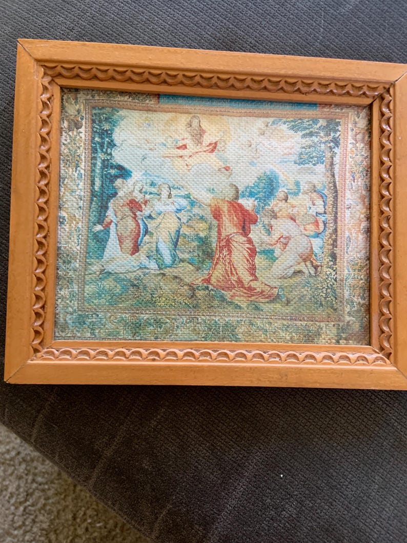 Vintage Garden Angel Prints in Ornate Wood Frames Set– Mid Century Faux ...