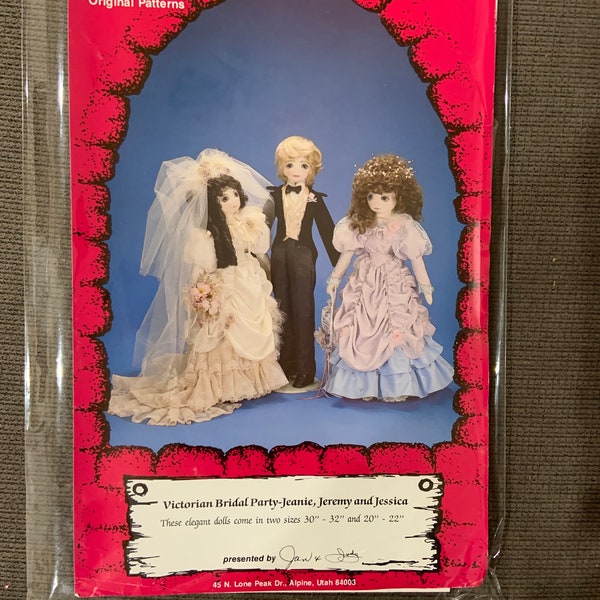 Vintage Victorian Bridal Party Dolls Pattern, Kalico Castle Sewing Collectible, Ideal for Crafters, Dollmaker's Gift