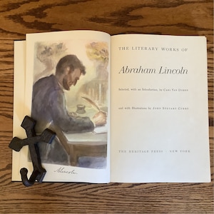 Vintage Book, The Literary Works of Abraham Lincoln, Heritage Press, Slipcase Edition, Gift for History Buff, Collectible History