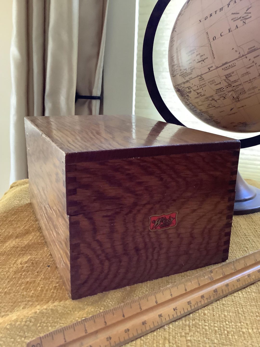 Vintage Weis Wooden Index Card File Box, Dovetail Wood Box, Monroe ...