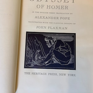 Vintage 1942 Heritage Press The Odyssey of Homer | Alexander Pope Translation | Flaxman Illustrated Classic