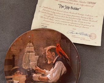 Vintage Norman Rockwell Collector Plate - "The Ship Builder" 1980 - Heritage Collection Display, Thoughtful Collectors Gift