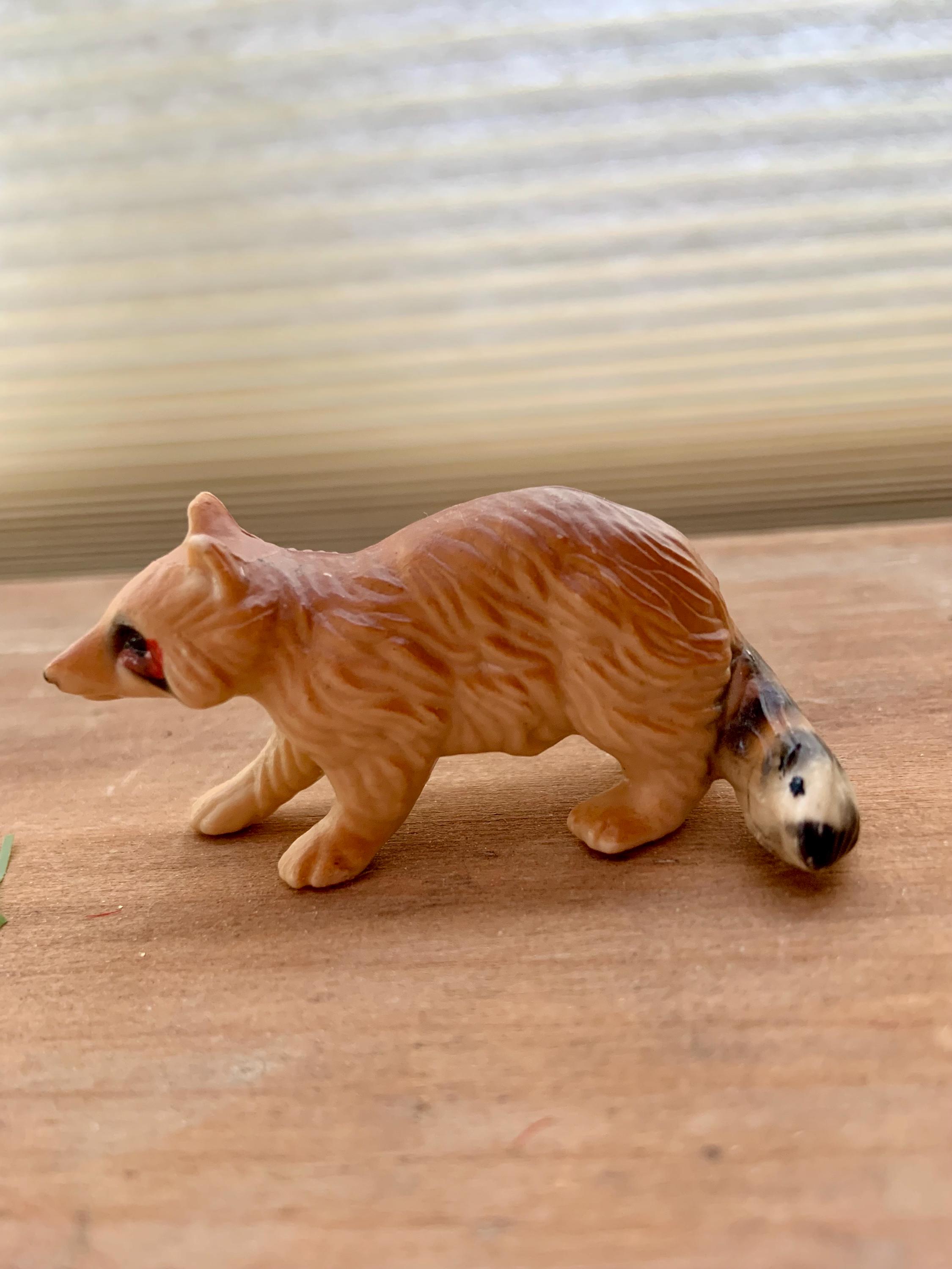 Vintage Miniature Raccoon Figurine Hard Plastic Woodland Animal Toy ...