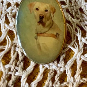Vintage Labrador Retriever Cameo Lapel Pin | Enamel Dog Brooch | Costume Jewelry Gift