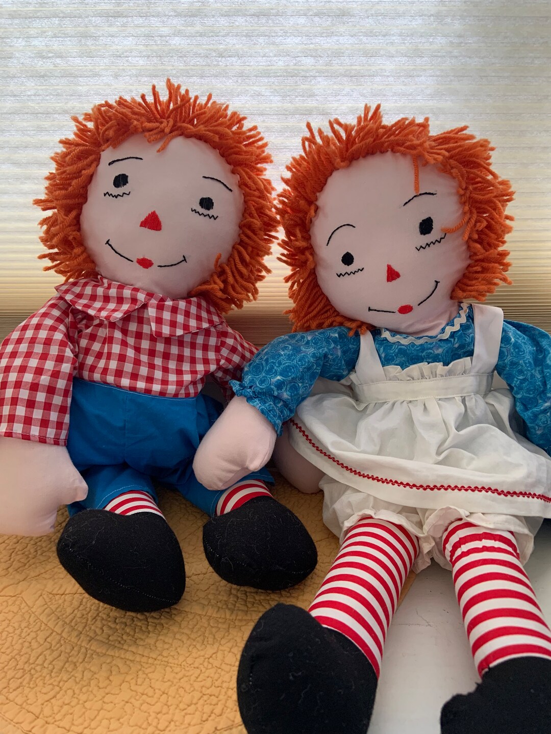 Vintage Raggedy Ann and Andy Dolls Handcrafted With Removable Outfits ...