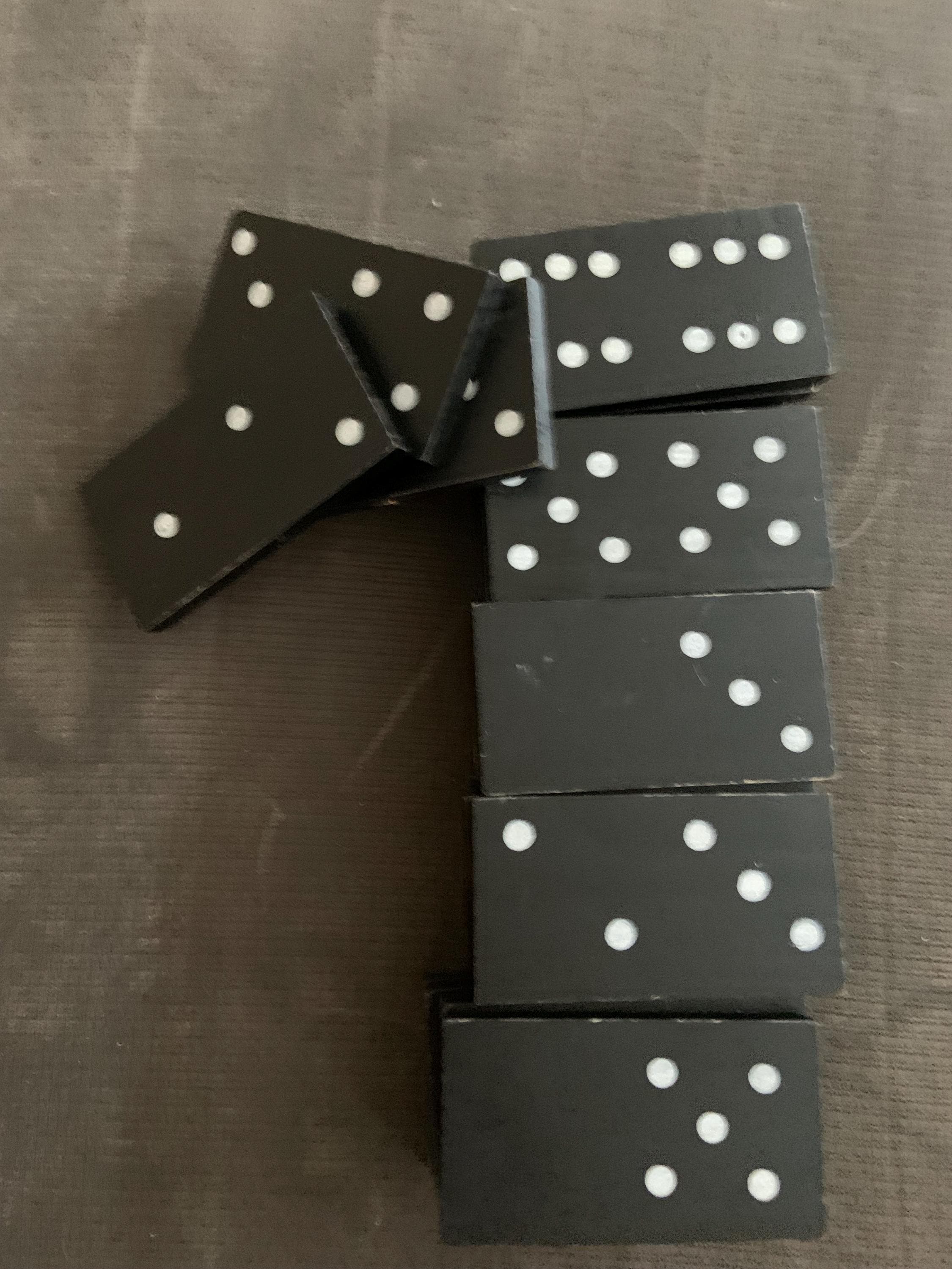 Vintage Large Domino Set 28 Pieces • Black Domino Tiles With Painted ...