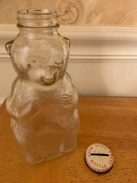 Vintage Snow Crest Bear Coin Bank Salem MA | 1950s Advertising Syrup Container | Figural Bear Bank Mid Century Collectible
