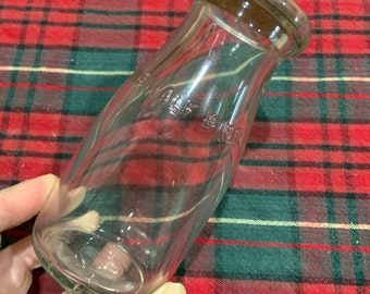 Vintage Oberland Farm Glass Milk Bottle Half Pint Farmhouse Decor