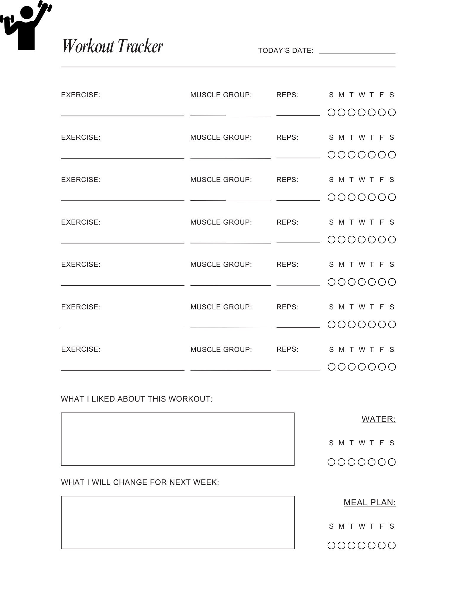 Fitness Journey Tracker Printable Workout Planner Etsy