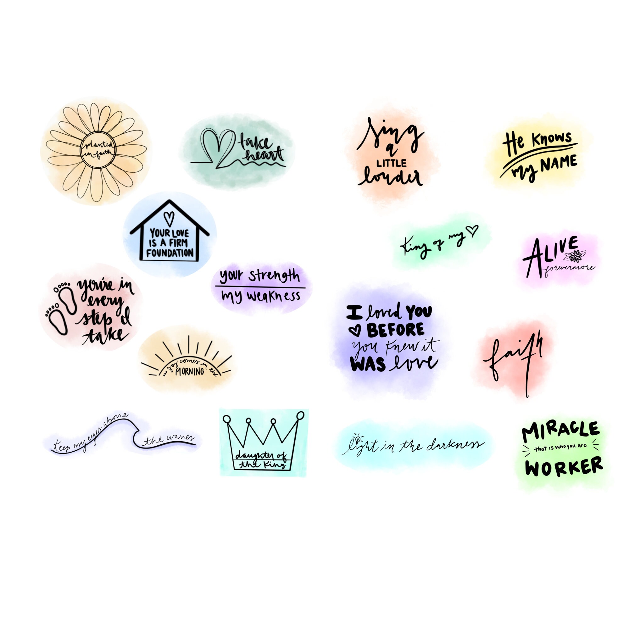 Christian Sticker Sheets, Digital Sticker Files, Cricut PNG Files ...